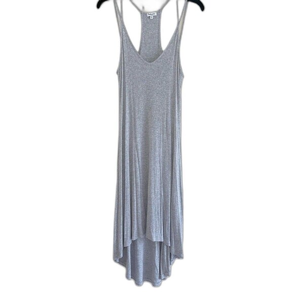 Splendid Midi Sun Dress Womens Size S Gray Rib Knit Racer Back Hi-Low Hem Slip - Picture 1 of 6